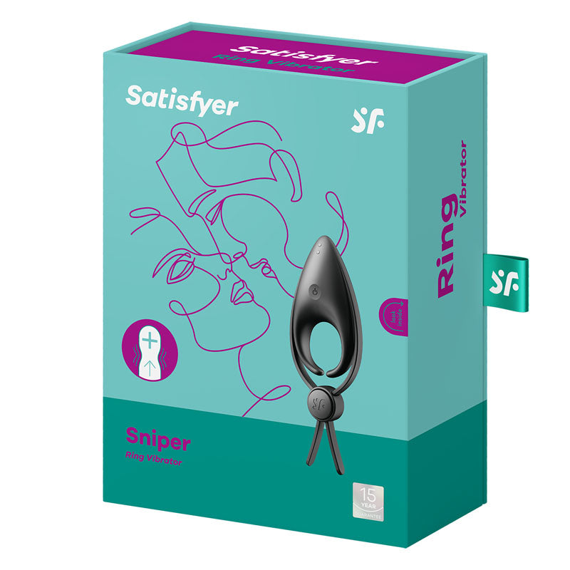 Satisfyer Sniper - Black - Black Vibrating Adjustable Lasso Cock Ring-4018386