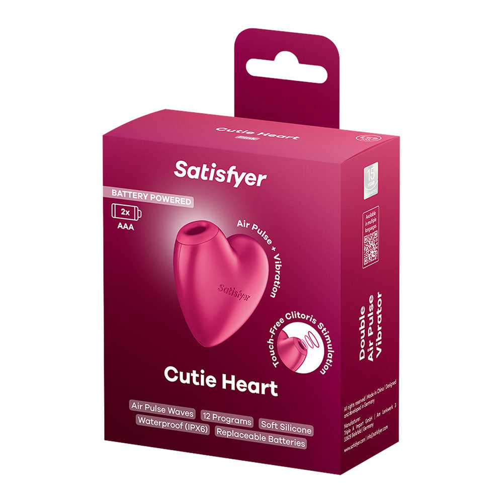 Satisfyer Cutie Heart - Battery Operated - Pink Air Pulsation Stimulator with Vibration - 4083933