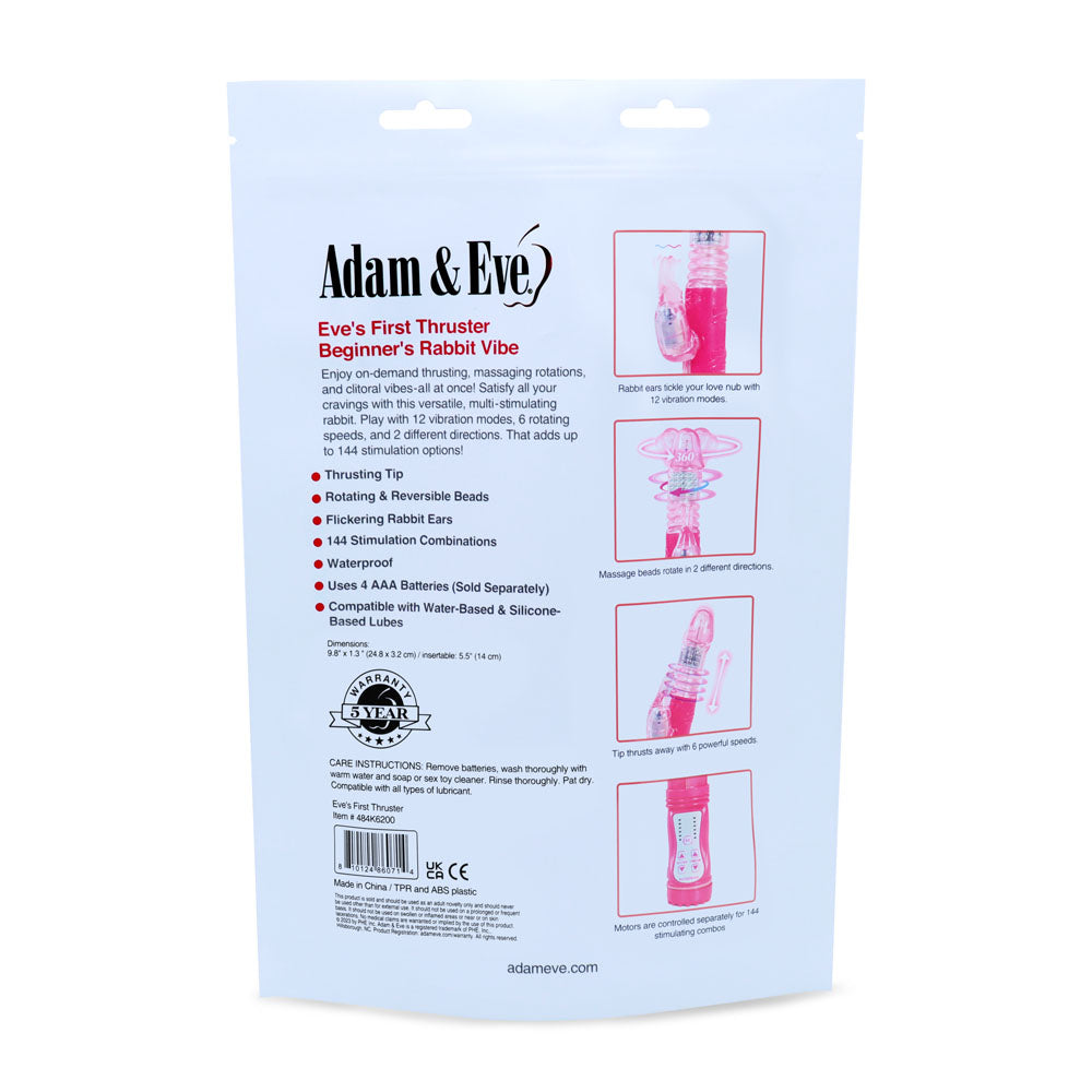 Adam & Eve Eves First Thruster - Pink 24.75 cm (9.75) Thrusting Rabbit Vibrator-484K 6200