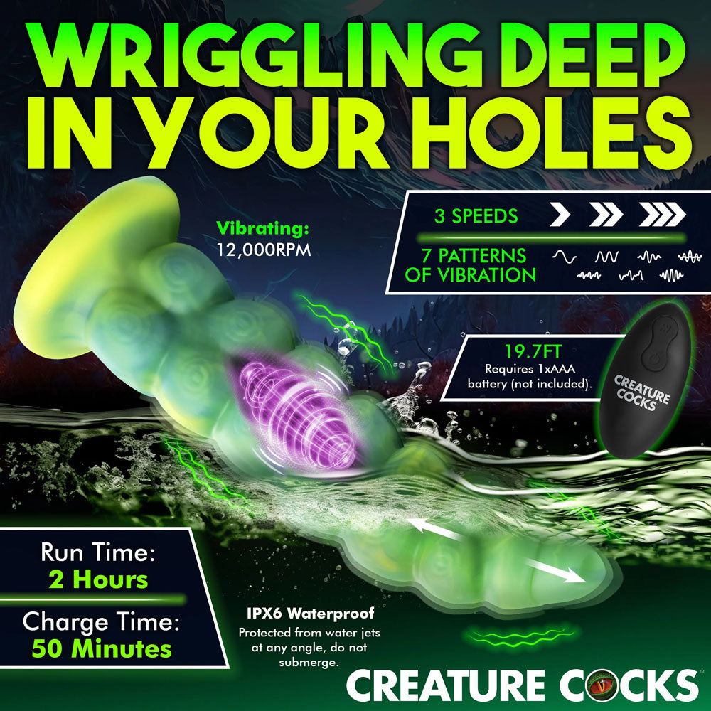 Creature Cocks Squirmer - Green 22.3 cm USB Rechargeable Thrusting Fantasy Dildo-AH417