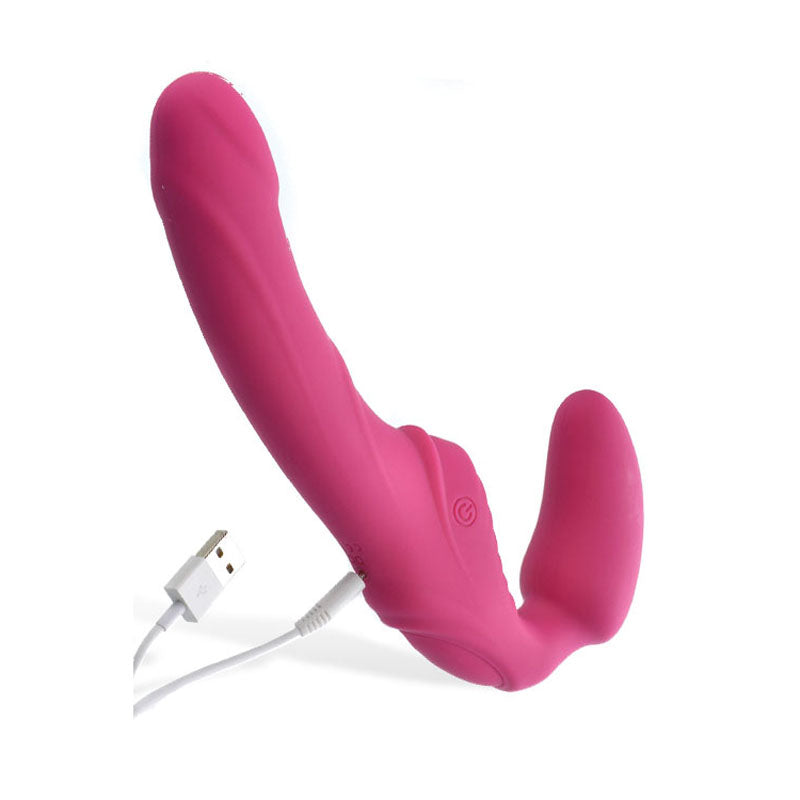 Adam & Eve Eves Vibrating Strapless Strap-On - Pink 22 cm (8.75) USB Rechargeable Strapless Strap-On-B842 6200