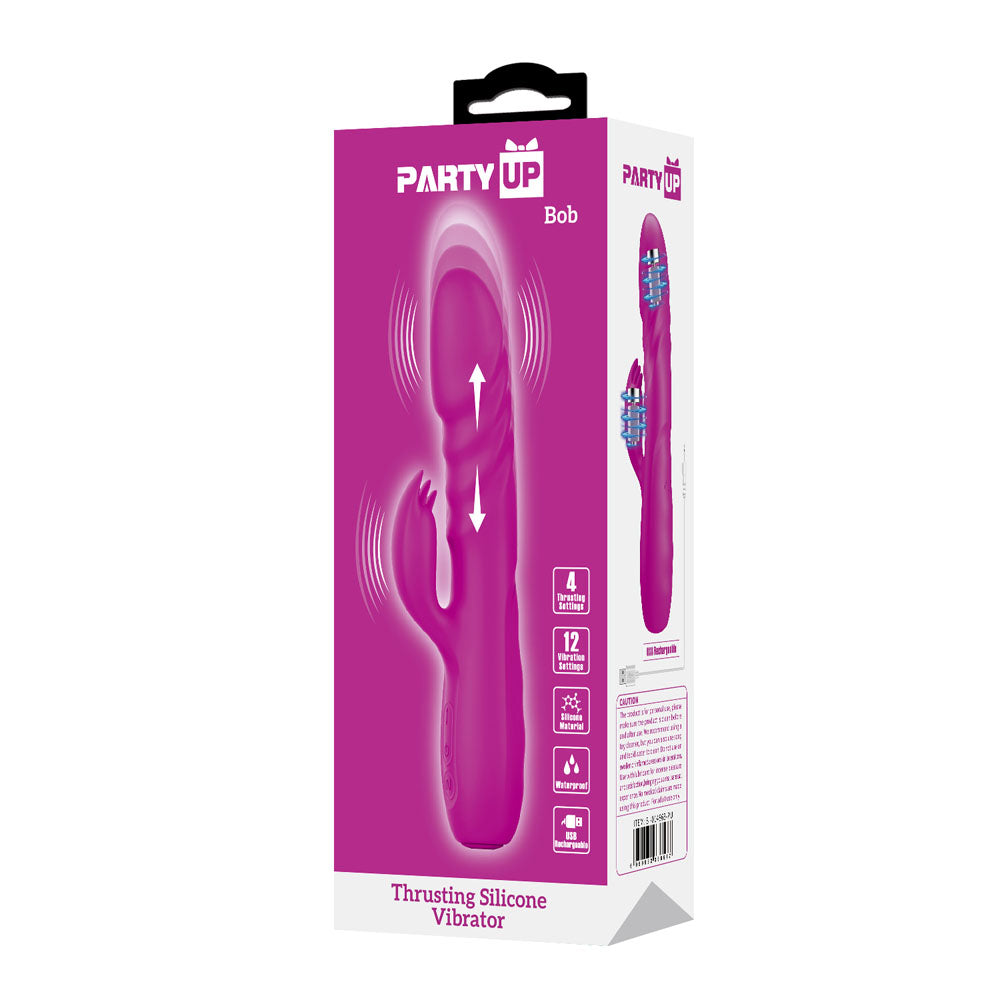 Party Up BOB Thrusting Vibe - Purple - Purple 25 cm USB Rechargeable Thrusting Rabbit Vibrator-BI-014863-PU