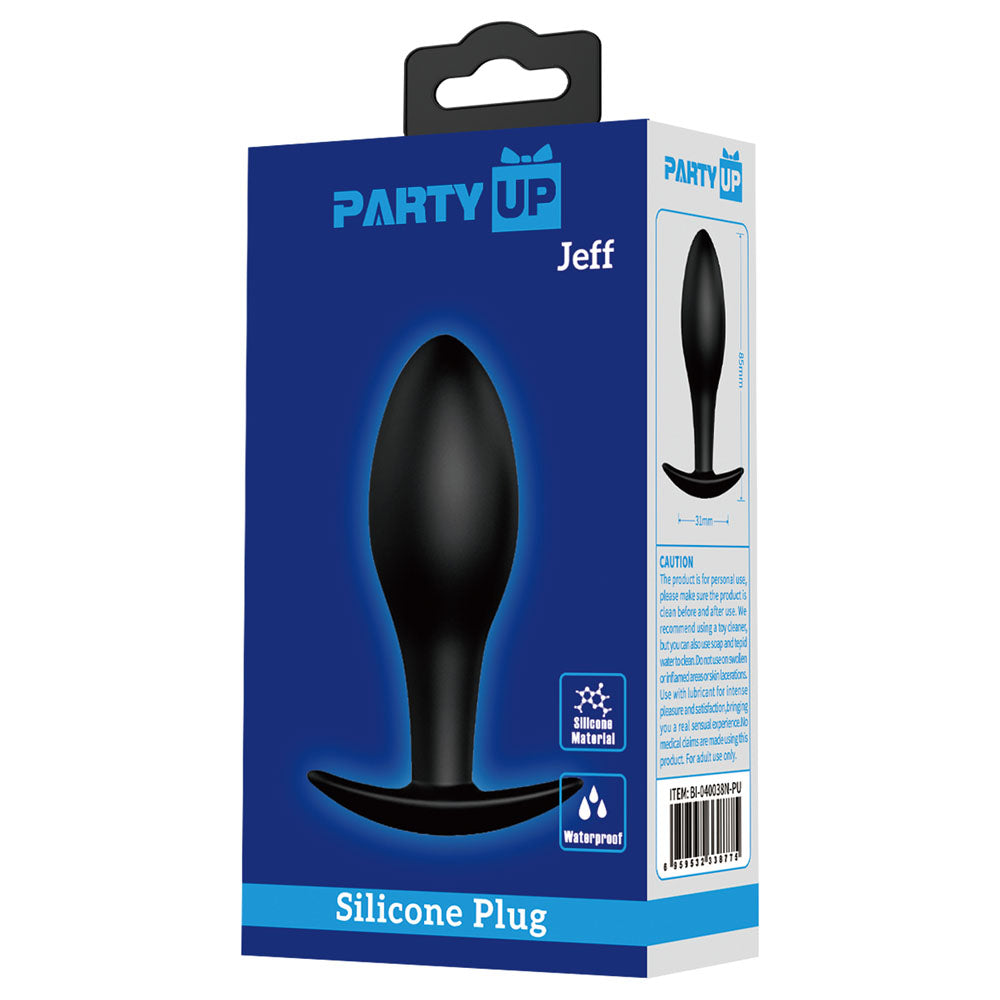 Party Up JEFF Silicone Plug - Black 8.5 cm Butt Plug-BI-040038N-PU