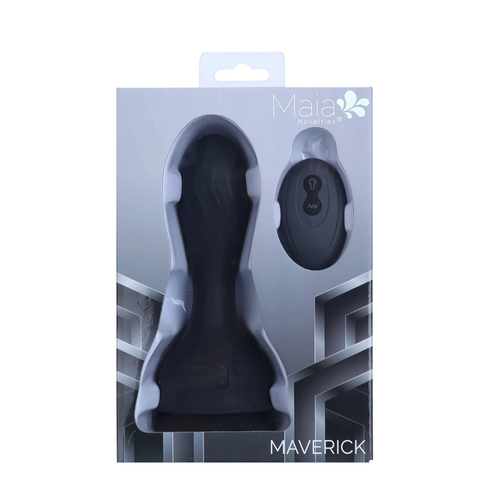 Maia MAVERICK - Black 16.5 cm USB Rechargeable Inflatable Anal Plug with Wireless Remote - BO-26-08