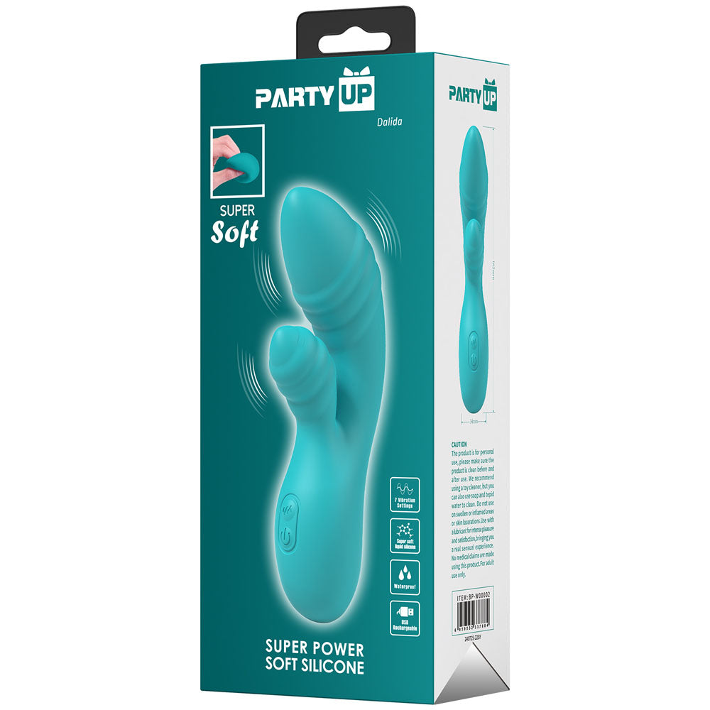 Party Up DALIDA - Teal - Teal 16.2 cm USB Rechargeable Rabbit Vibrator-BP-W00002-1