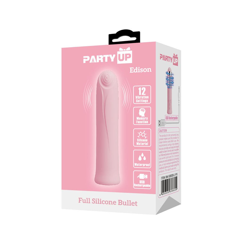 Party Up EDISON Bullet - Pink - Pink 10.3 cm USB Rechargeable Bullet-BW-500008-1-PU