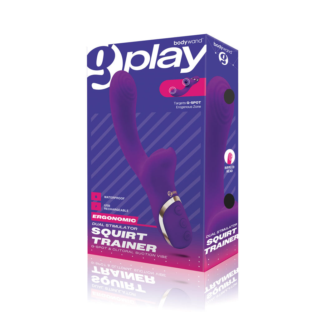 Bodywand G-Play Dual Stimulator Squirt Trainer - Purple 22 cm USB Rechargeable Rabbit Vibrator with Air Pulsation-BW800