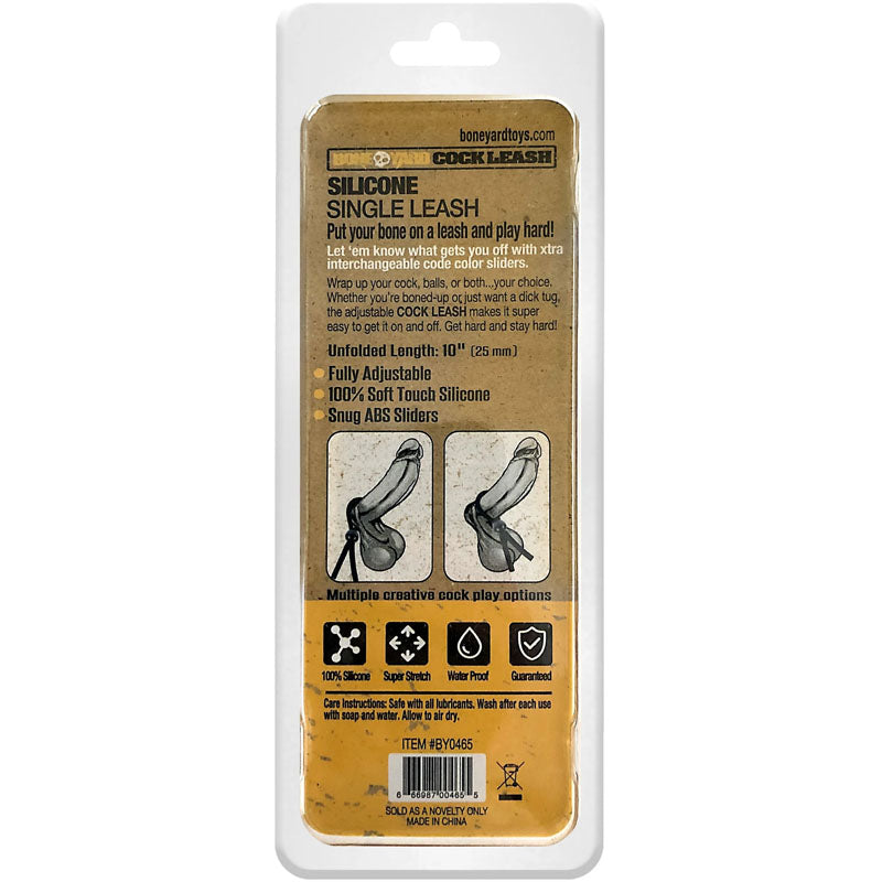 Boneyard Cock Leash Single - Black Adjustable Cock Lasso Ring-BY0465