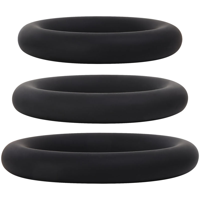 Adam & Eve Silicone Penis Ring Set - Black Cock Rings - Set of 3 Sizes-D726 8000