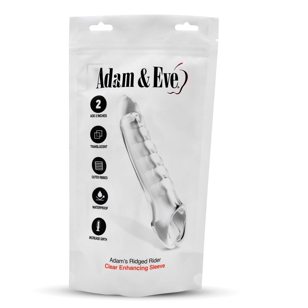 Adam & Eve Ridged Rider - Clear 22.9 cm Penis Extension Sleeve-I474 2400
