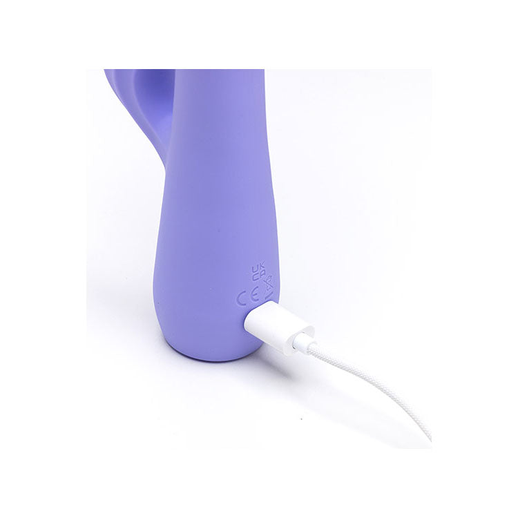 Adam & Eve GROOVY GLOW-UPS Wavie - Purple 16.5 cm USB Rechargeable Rabbit Vibrator - L183 2900