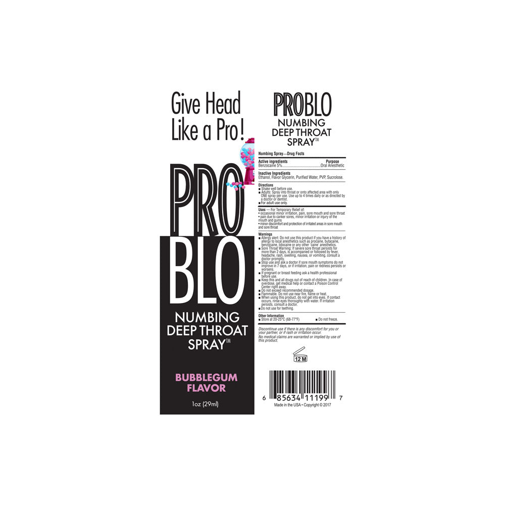 ProBlo Deep Throat Spray - Bubblegum - Bubblegum Flavoured Deep Throat Spray - 30 ml-LGBT.524