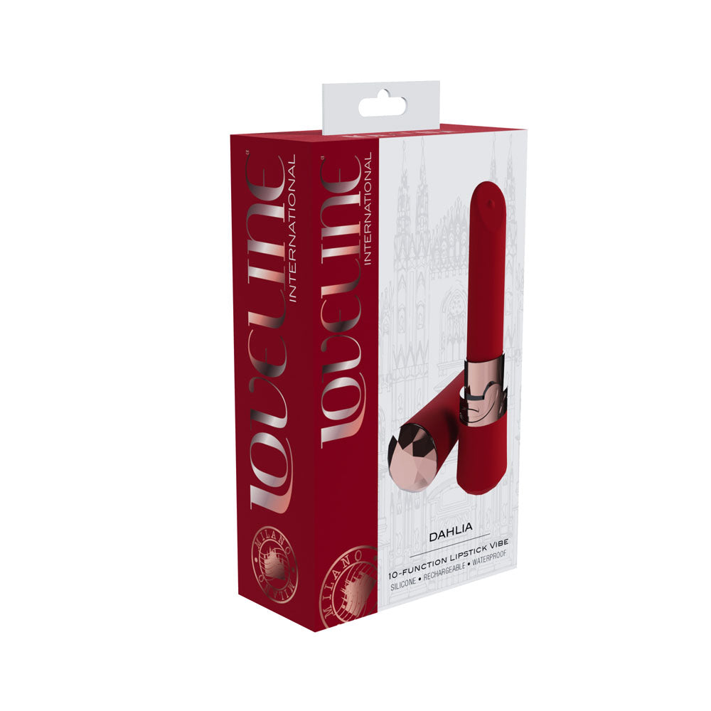 LOVELINE Dahlia - Red - Red 12.5 cm USB Rechargeable Lipstick Vibrator-LOVU083RED
