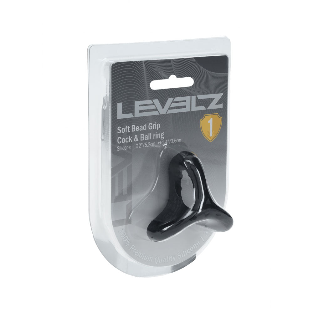 LEVELZ Soft Bead Grip Silicone Cock Ring - Black - Black Cock & Balls Rings - LVL01-0032BLK
