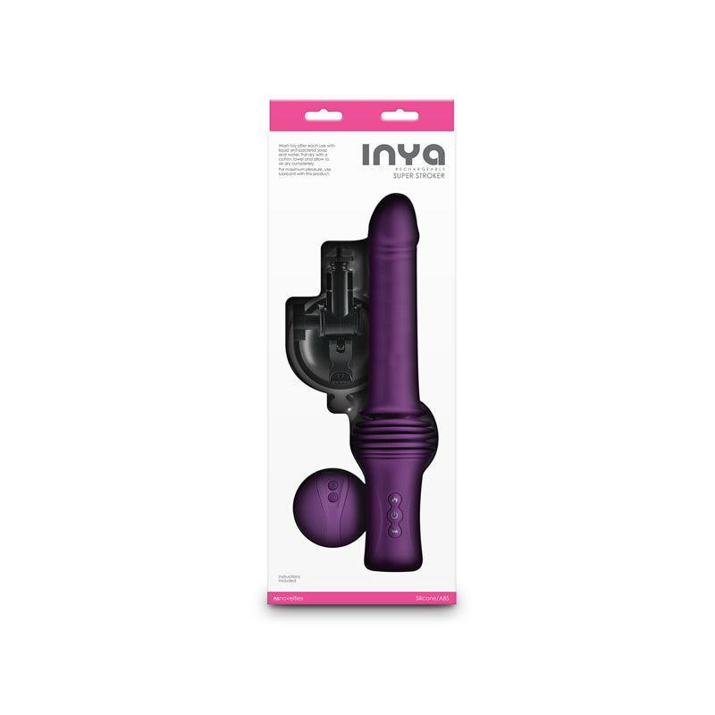 INYA Super Stroker - Purple - Purple 36.8 cm USB Rechargeable Thrusting Vibrator with Remote Control & Stand-NSN-0558-05