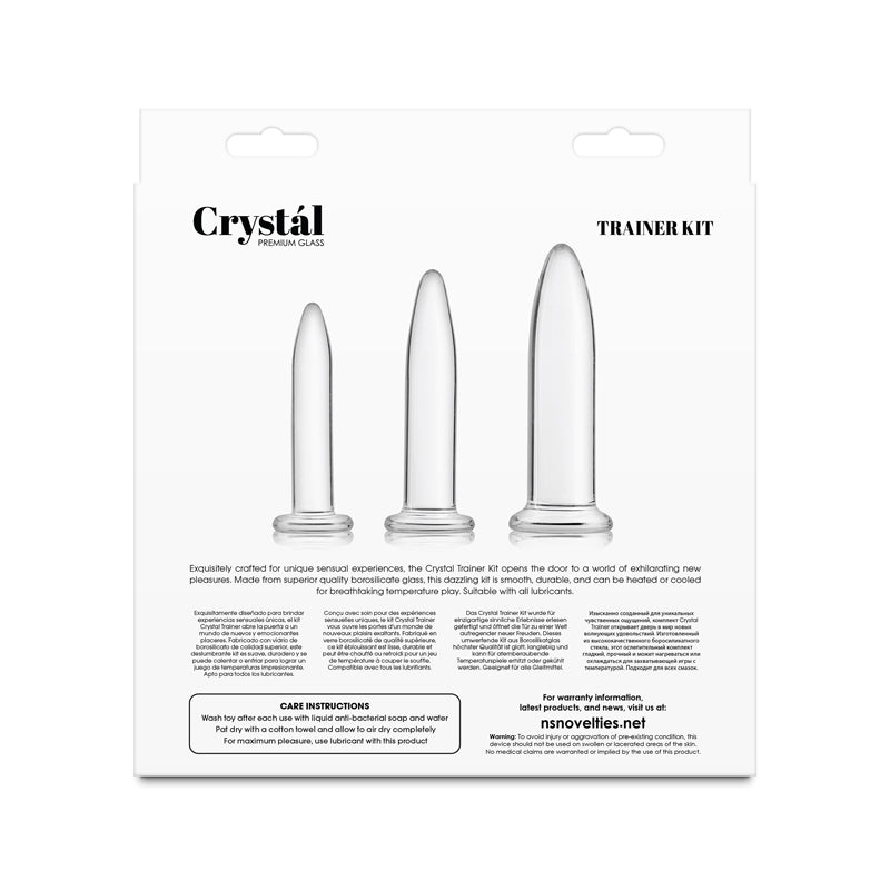 Crystal - 3pc Trainer Kit - Clear - Clear Glass Anal Plugs - Set of 3 Sizes-NSN-0700-21