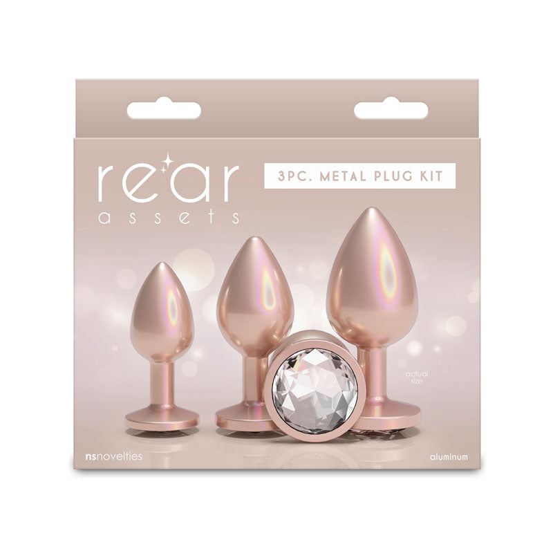 Rear Assets Trainer Kit - Iridescent Champagne - Iridescent Champagne Metallic Butt Plugs - Set of 3 Sizes-NSN-0960-06