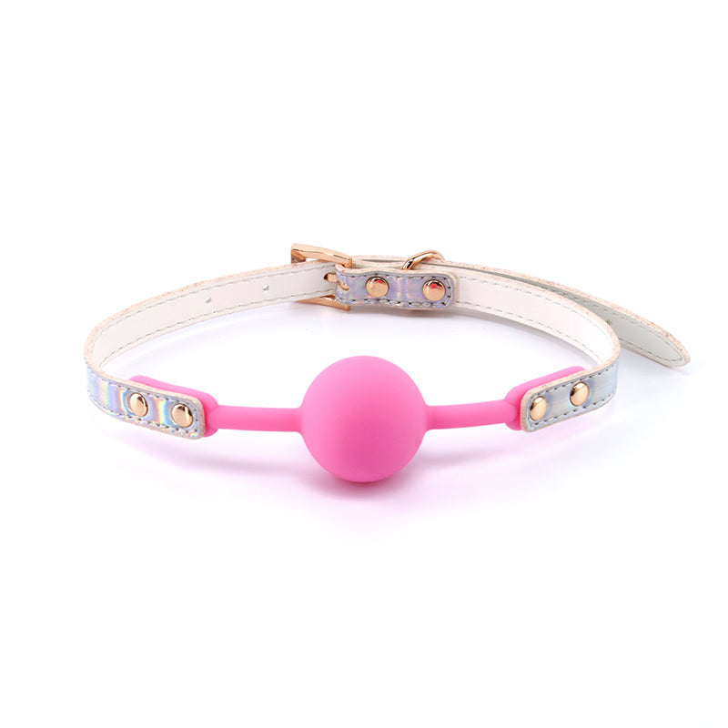 Cosmo Bondage Ball Gag - Rainbow - Metallic Rainbow/Pink Mouth Restraint-NSN-1313-07