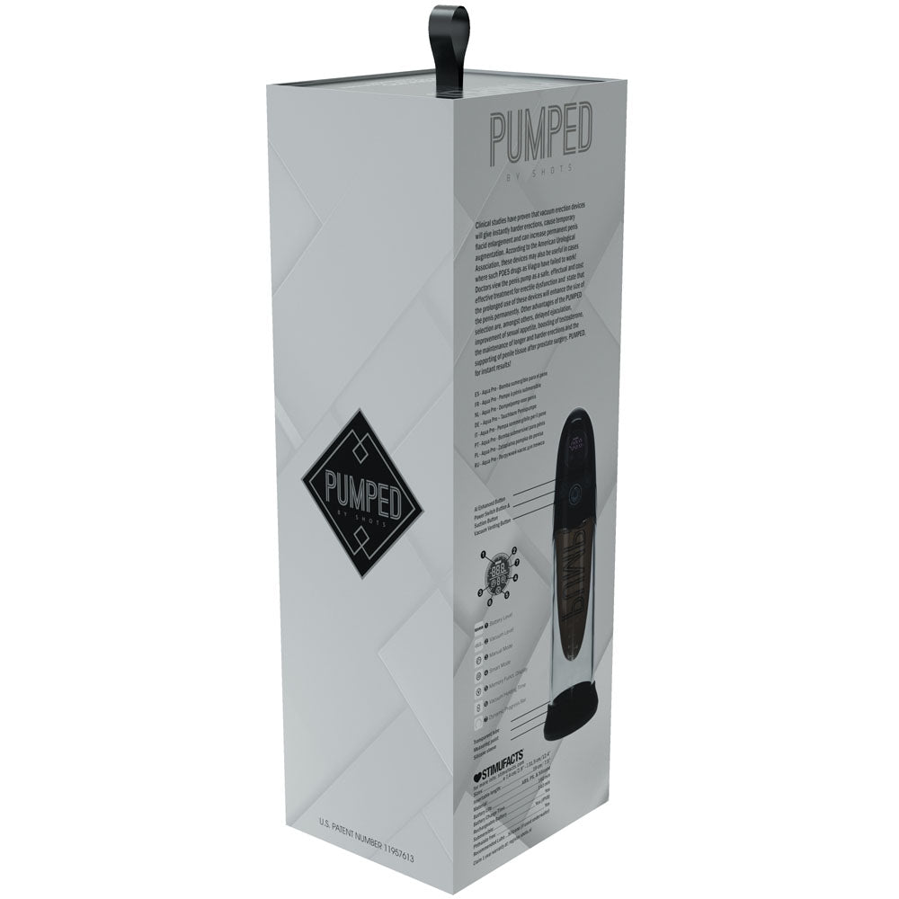 PUMPED Aqua-Pro Auto Pump - Black - Black/Clear USB Rechargeable AI-Enabled Submersible Auto Penis Pump-PMP053BLK