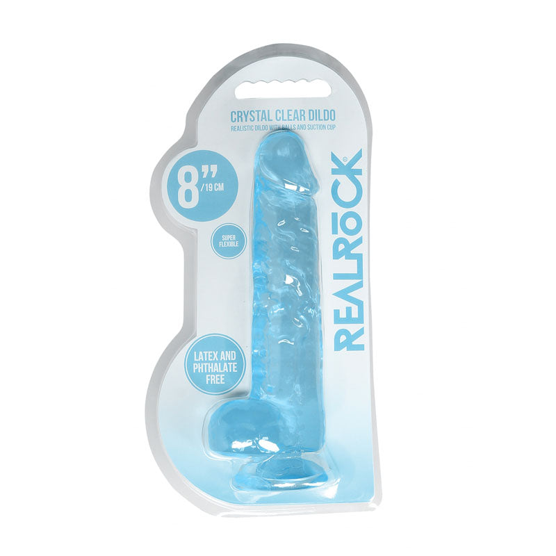REALROCK 8 Realistic Dildo With Balls - Blue 20.3 cm Dong-REA092BLU