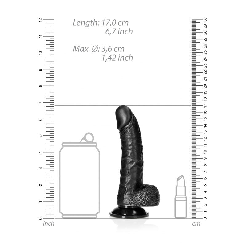 REALROCK Realistic Regular Curved Dong with Balls - 15.5 cm - Black 15.5 cm (6) Dong-REA121BLK