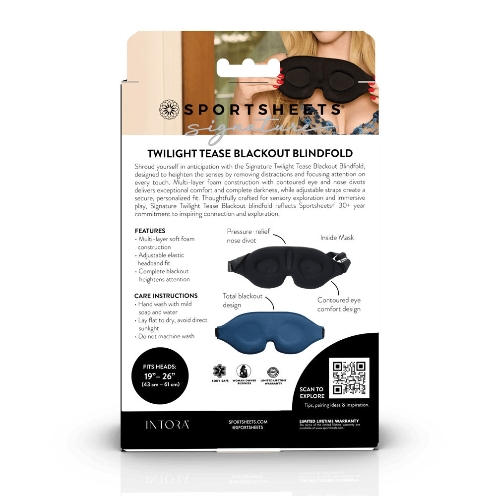 SPORTSHEETS Signature Twilight Tease Blackout Blindfold - Blue Eye Mask - SS68126