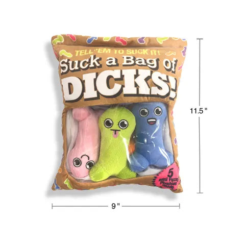 Suck A Bag Of Dicks Plushy Pillows - Mini Fuzzy Dicky Plushy Pillows - Set of 5