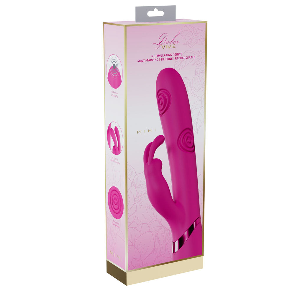 VIVE Mimi - Pink - Pink 25 cm USB Rechargeable Vibrating & Tapping Rabbit Vibrator-VIVE062PNK