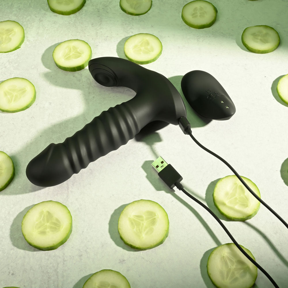 Zero Tolerance STRIKER - Black 16.4 cm USB Rechargeable Thrusting Anal Vibrator with Wireless Remote Control-ZE-RS-4196-2