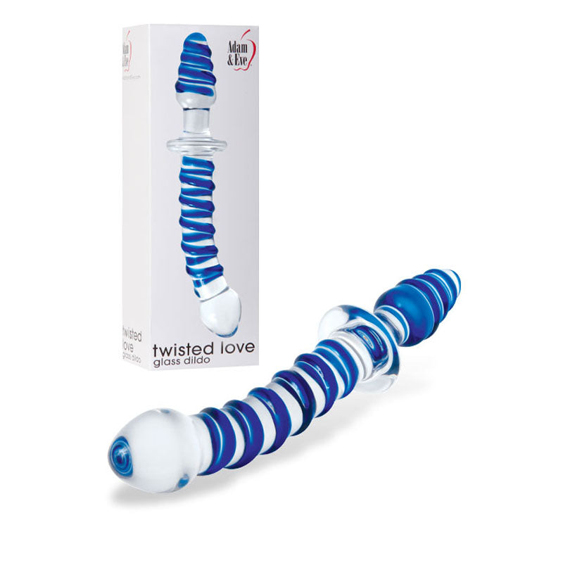 Adam & Eve Twisted Love Glass Dildo - Clear/Blue 24 cm (9.5) Double Ended Glass Dong-012U 0000