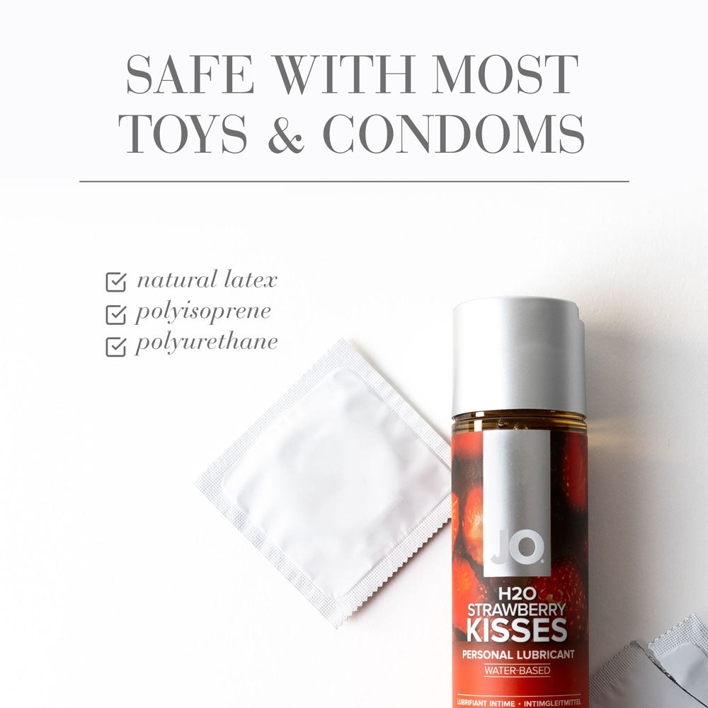 JO H2O Strawberry Kisses Lube - 30 mL - Strawberry Flavoured Water Based Lubricant - 30 ml Bottle-10118
