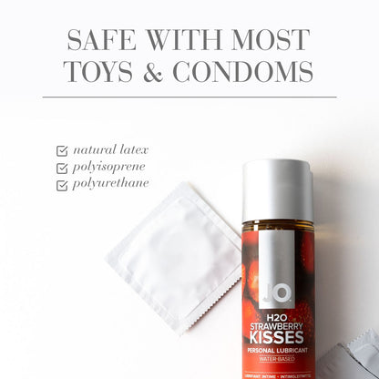 JO H2O Strawberry Kisses Lube - 30 mL - Strawberry Flavoured Water Based Lubricant - 30 ml Bottle-10118