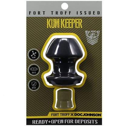 Fort Troff - Kum Keeper - Medium - Black Medium Hollow Butt Plug with Removeable Stopper-1104-02-CD