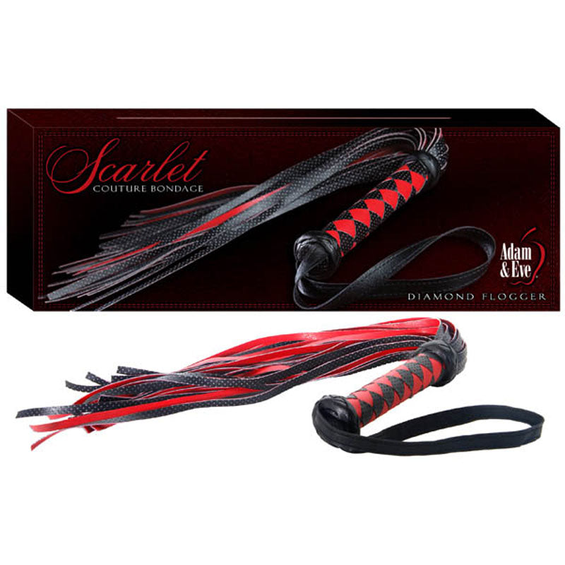 Adam & Eve Scarlet Couture Diamond Flogger - Red/Black Whip-117A 0000