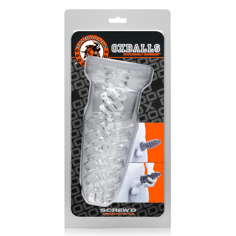 ScrewD Super Squish Corkscrew Jackoff Toy Clear-OX-3014-CLR