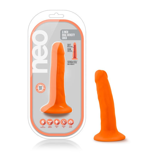 Neo Dual Density Cock 6in Neon Orange-BL-59519
