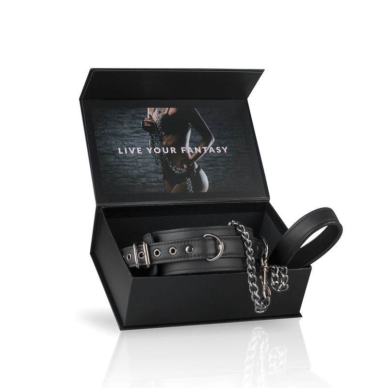 Fetish collar With Leash-ET370BLK