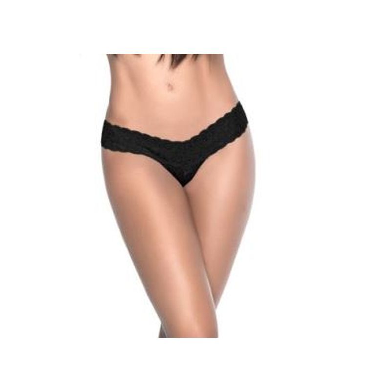 Lace V Back Thong Black-M94-BLK-S