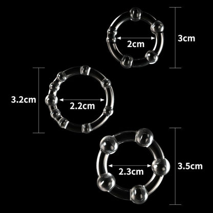 Triple Beaded Donut Ring Set-LV343002-CLR