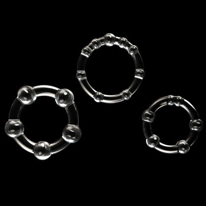 Triple Beaded Donut Ring Set-LV343002-CLR