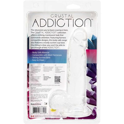 Crystal Dildo w Balls 8in Clear-863-20