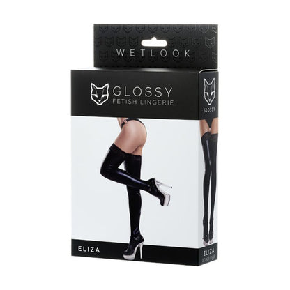 Glossy Wetlook Stockings w Lace Insert Eliza-955012-S