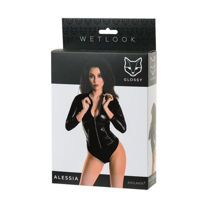 Glossy Wetlook Bodysuit w Zip Alessia-955024-S