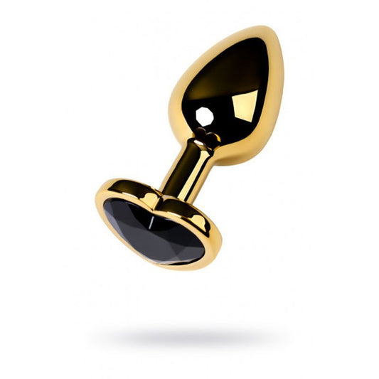Gold Metal Anal Plug w Tourmaline Heart Crystal Small-717016-135