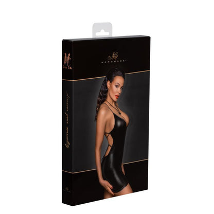Power Wetlook Mini Dress w Lace Up Back-F252-BLK-L