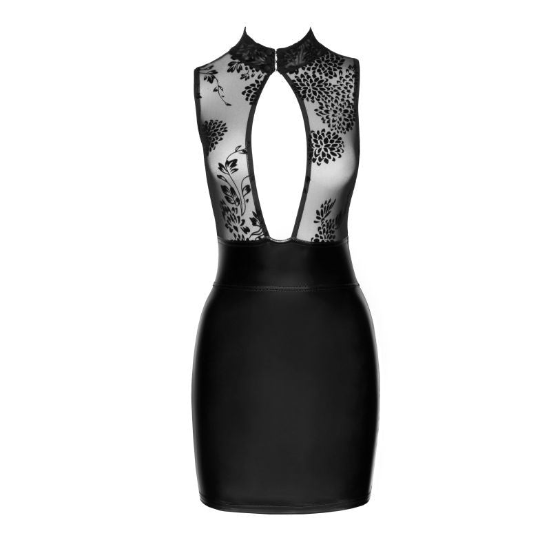 Power Wetlook Short Dress w Skirt & Tulle Top-F241-BLK-S