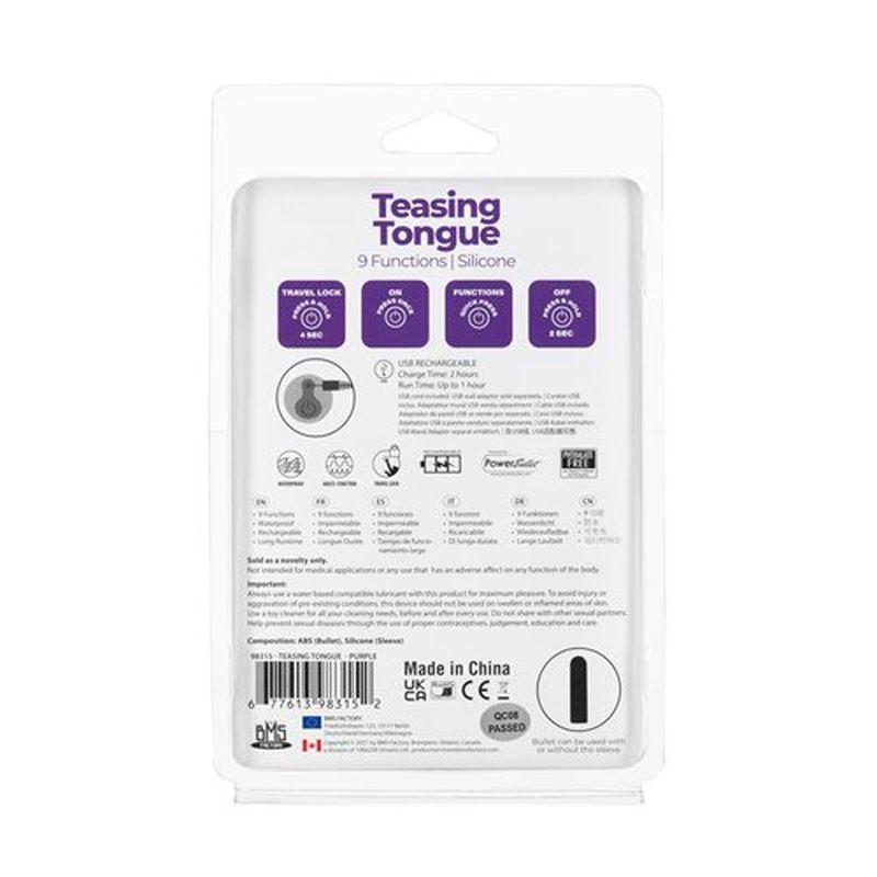 Power Bullet Teasing Tongue  w Rechargeable Bullet Purple-98315