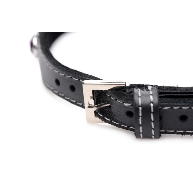 Bling Vixen Leather Choker w Red Rhinestones-AG800-RED