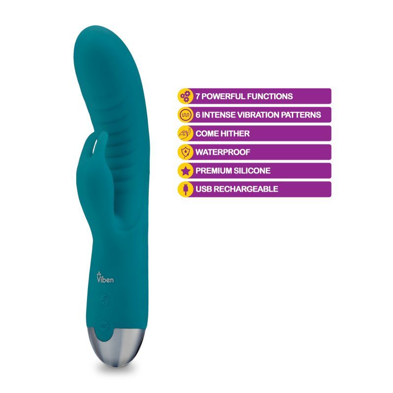 Viben Alluring Come Hither Rabbit Vibe Ocean-VB-66105-AQUA