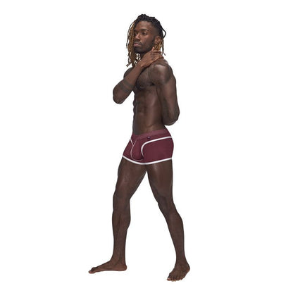 Male Power Sport Mesh Mini Short Burgundy-142-273-BURG-S